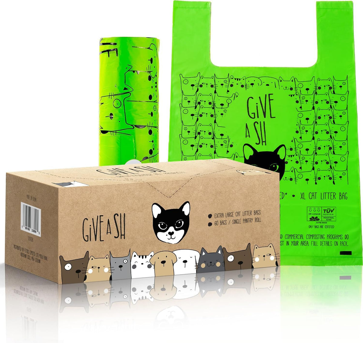 Cat Litter Bags for Poop - TÜV Austria OK compost HOME certified - XL, 60