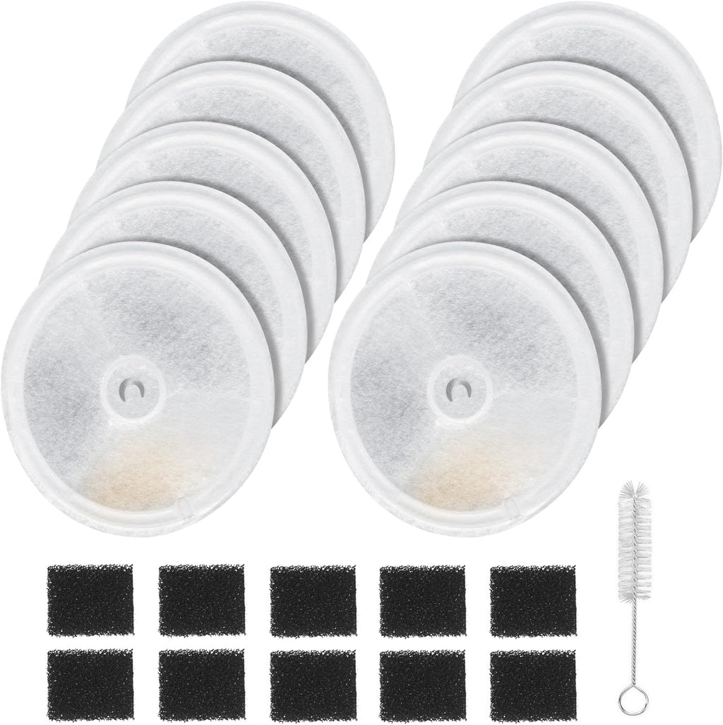20-Pack Upgraded Filter Units 3.0 for Pet Water Fountains Eversweet 2S/3/3 Pro,Eversweet Solo/Solo SE & CYBERTAIL, Replacement Filters (10 Filter+ 10 Foam+1 Brush)