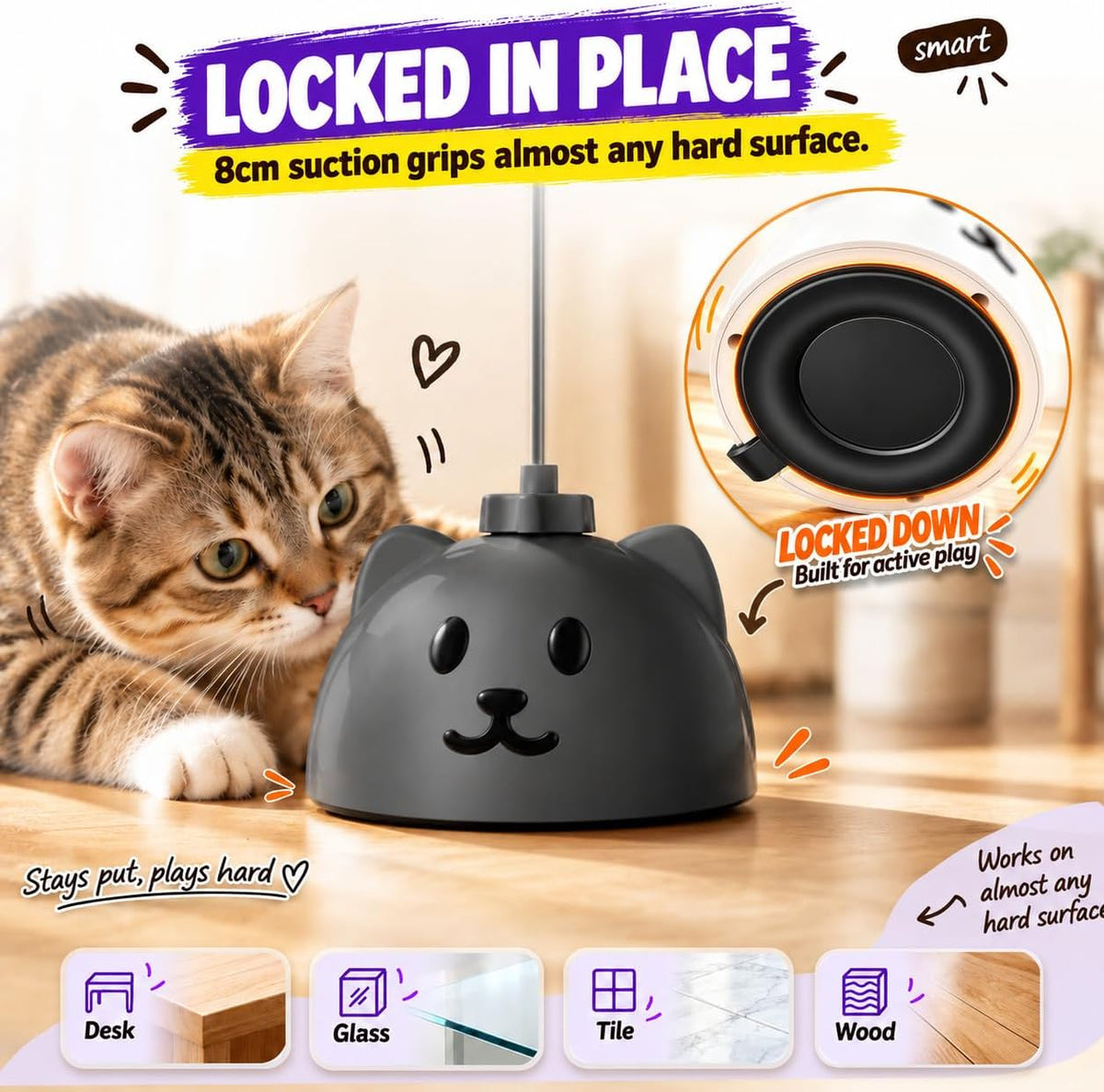 Interactive Cat Toys for Indoor Cats, 360° Automatic Spin Flying Bird Wand