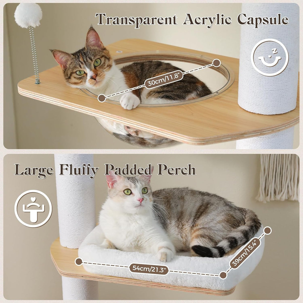 PAWZ Road Floor to Ceiling Tall Cat Tree, 7.6-9.4ft Modern Wood Cat Tower
