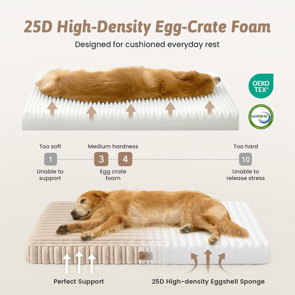 COZY KISS Orthopedic Washable Dog Bed for Crate, 35IN, Beige