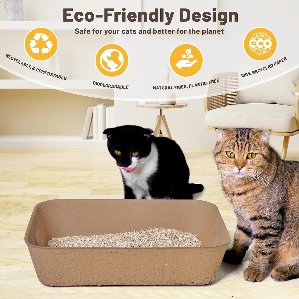 10 Pack Disposable Cat Litter Boxes, Leak-Proof Cardboard Litter Trays