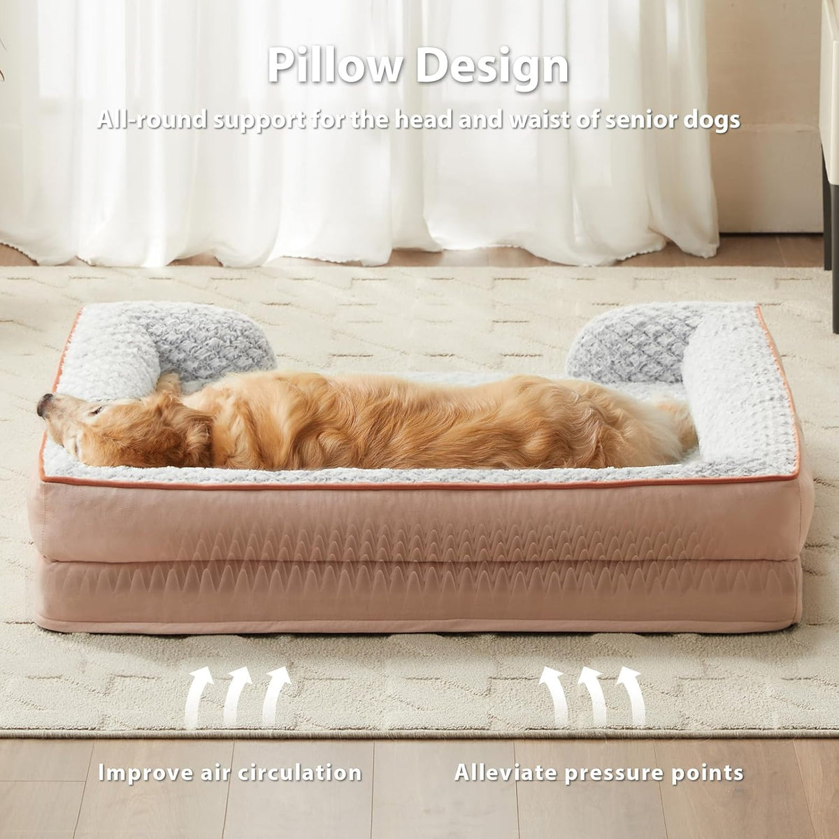 LEXTRO Washable Orthopedic Dog Bed, Waterproof Couch for Large Senior Dogs
