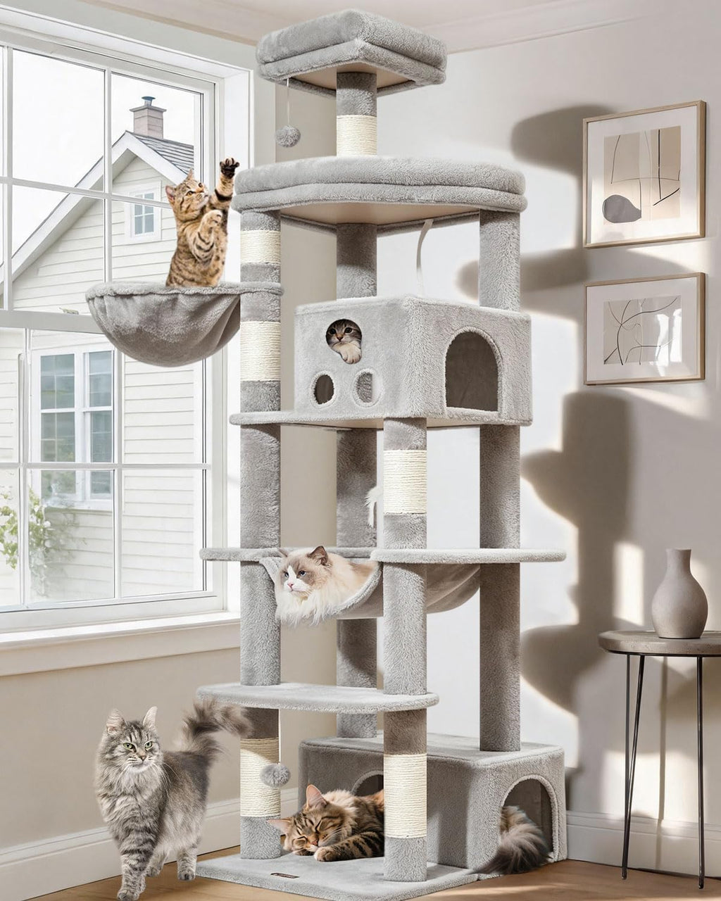 Taoqimiao 79in Cat Tree, Tall Large Cat Tower for Indoor Adult Cats S10W