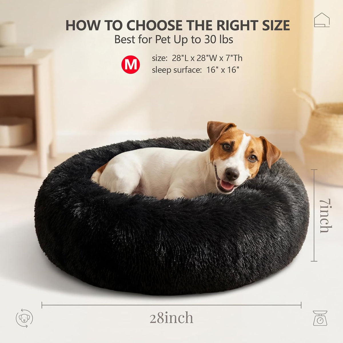 nononfish Cozy Donut Dog Bed,Soft Calming Bed for Small Pets