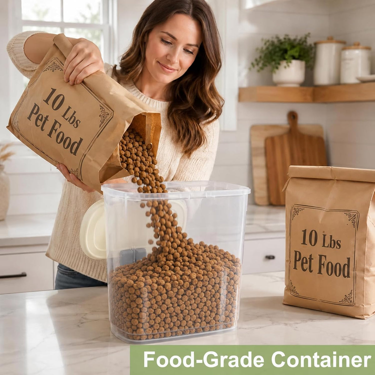 Airtight Dog Cat Food Storage Container 10 Lbs, Slim Tall Pet Food Bin