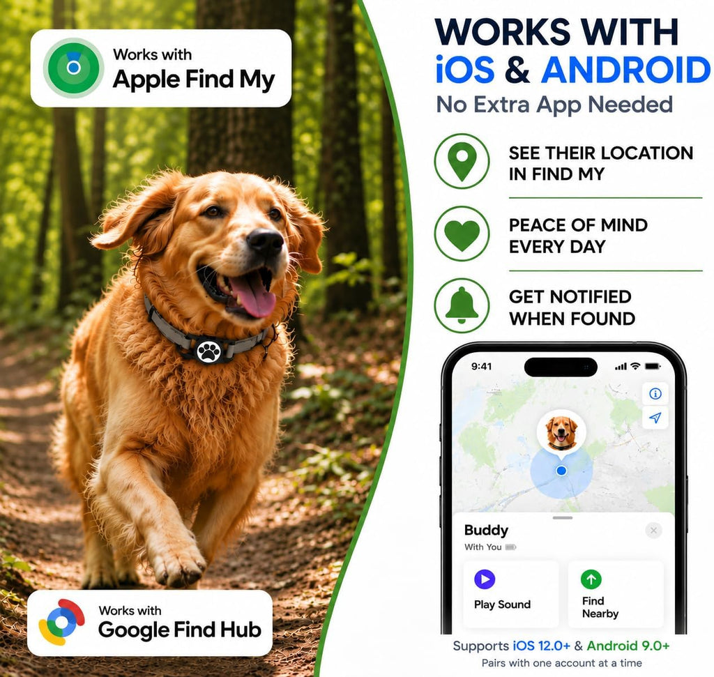 Dog Tracker Collar iOS & Android, 2026 GPS Pet Tracker for Dogs and Cats