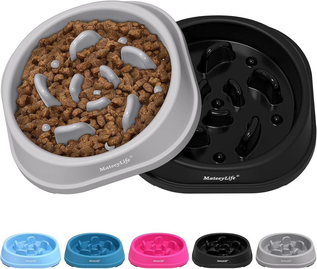 MateeyLife 2-Pack Slow Feeder Dog Bowls, 1 Cup, Dog Puzzle Feeder Bowl | Food-contact safe, dishwasher safe, non-slip base, maze design, for fast eaters, for dogs and cats, daily mealtimes