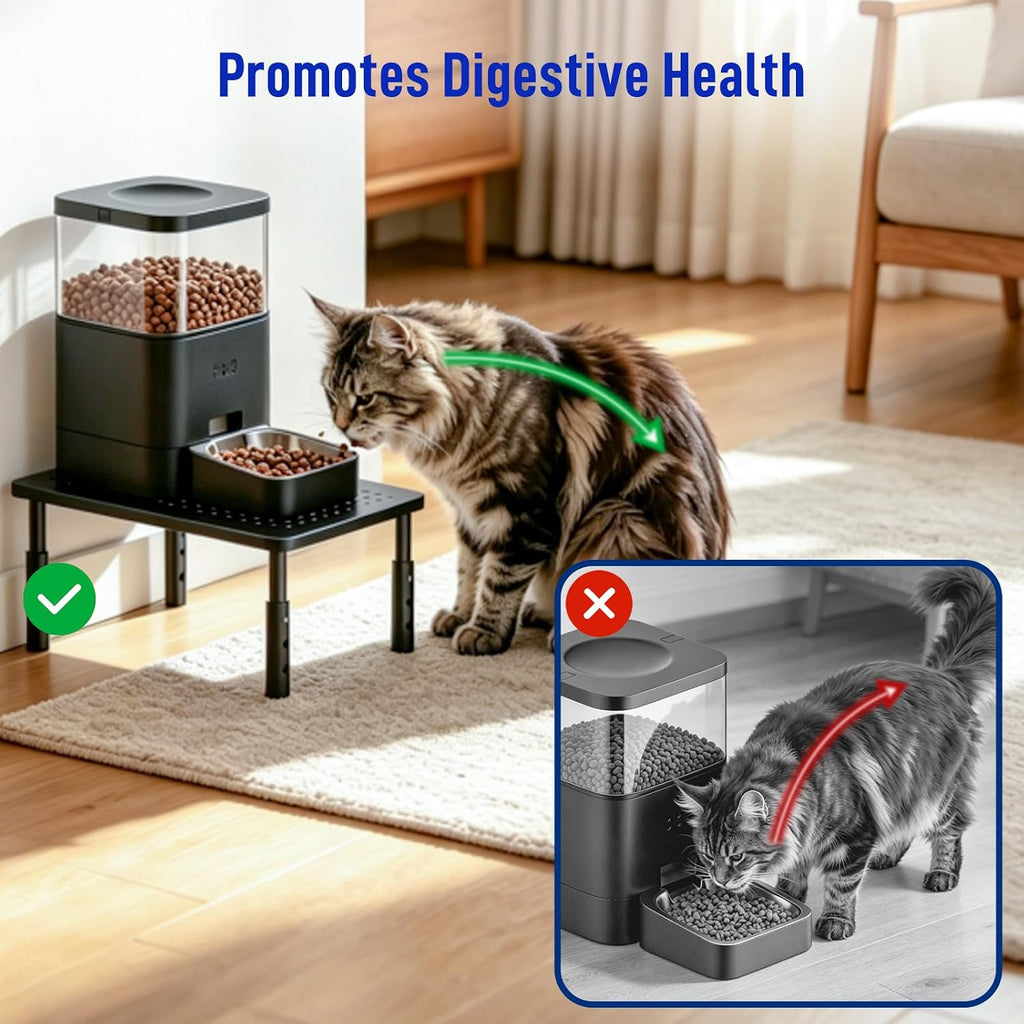 Elevated Cat Food Stand, Height Adjustable for Multi-Size Pet