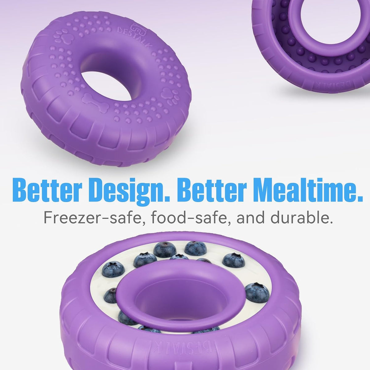 Dog Enrichment Lick Bowl, Bestalk Slow Feeder Lick Mat for Dogs, Freeze Puzzle Licking Bowl for Anxiety Relief, BPA Free Silicone, Dishwasher Safe(Purple,L)