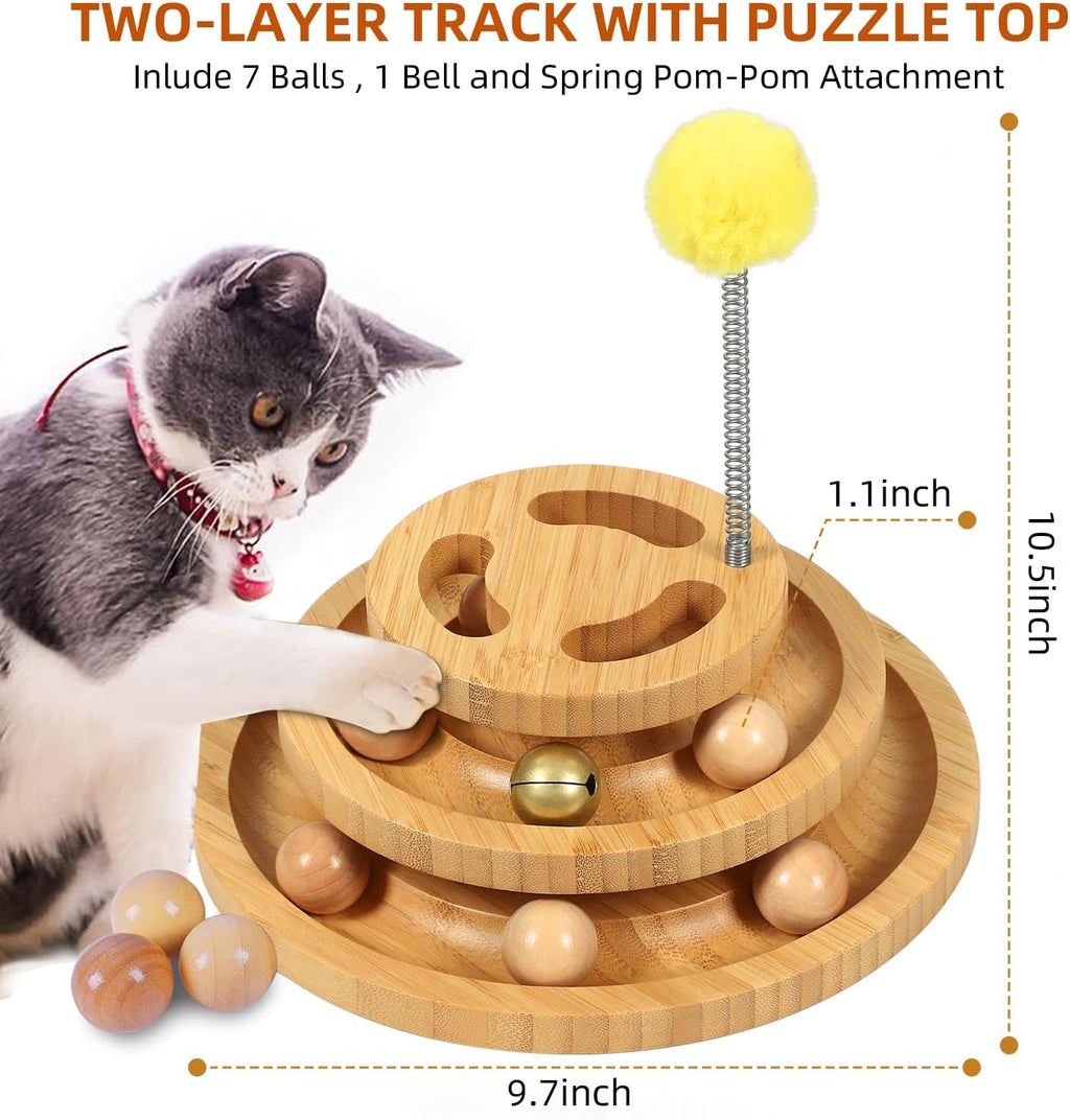DoogCat Cat Ball Track with Puzzle Top, 3-Level Cat Ball Tower