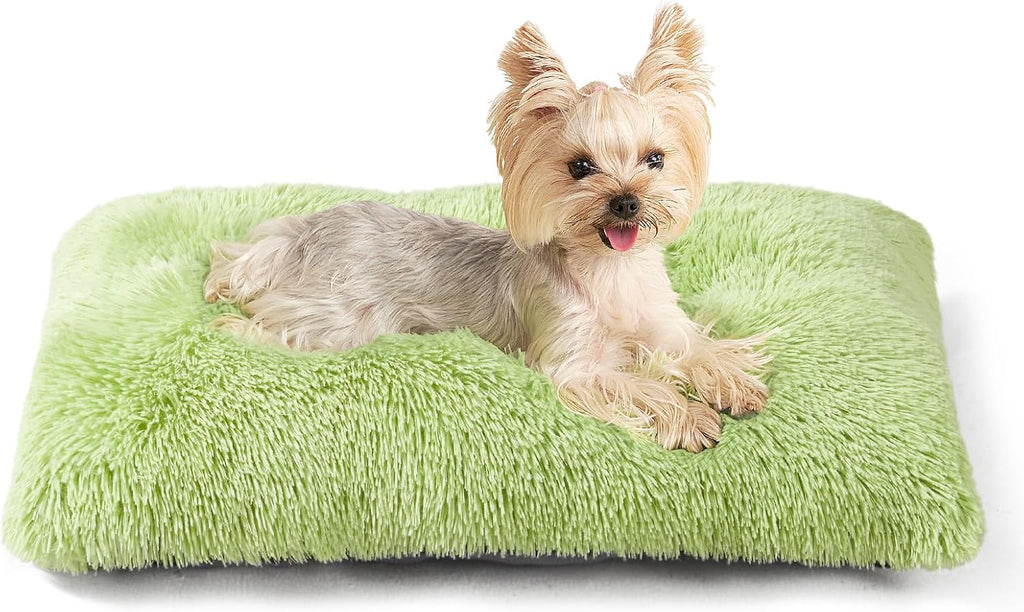 EHEYCIGA Fluffy Dog Crate Bed for Small Dogs, Plush Crate Pad, Green