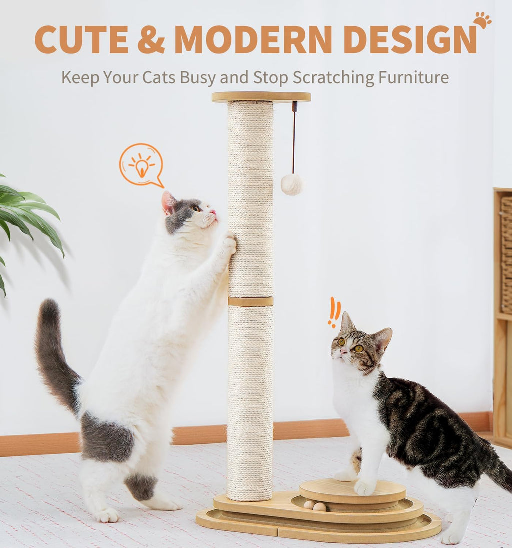 Made4Pets Cat Scratching Post for Indoor Cats with Ball Track 23.4"