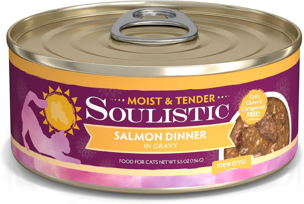 Soulistic Moist and Tender, Salmon Dinner in Gravy, 5.5oz Can, Pack of 8