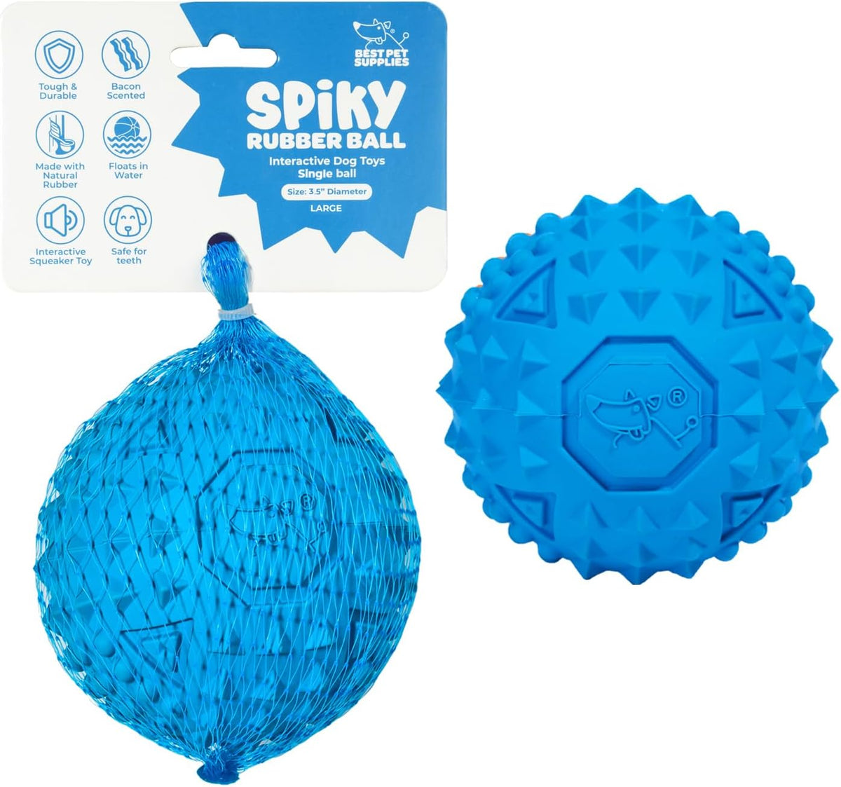Best Pet Supplies Squeaky Dog Toys with Soft Durable Fabric for Small, Medium and Large Pets Interactive Toy for Indoor Play, Supports Active Biting and Play - Blue, Large