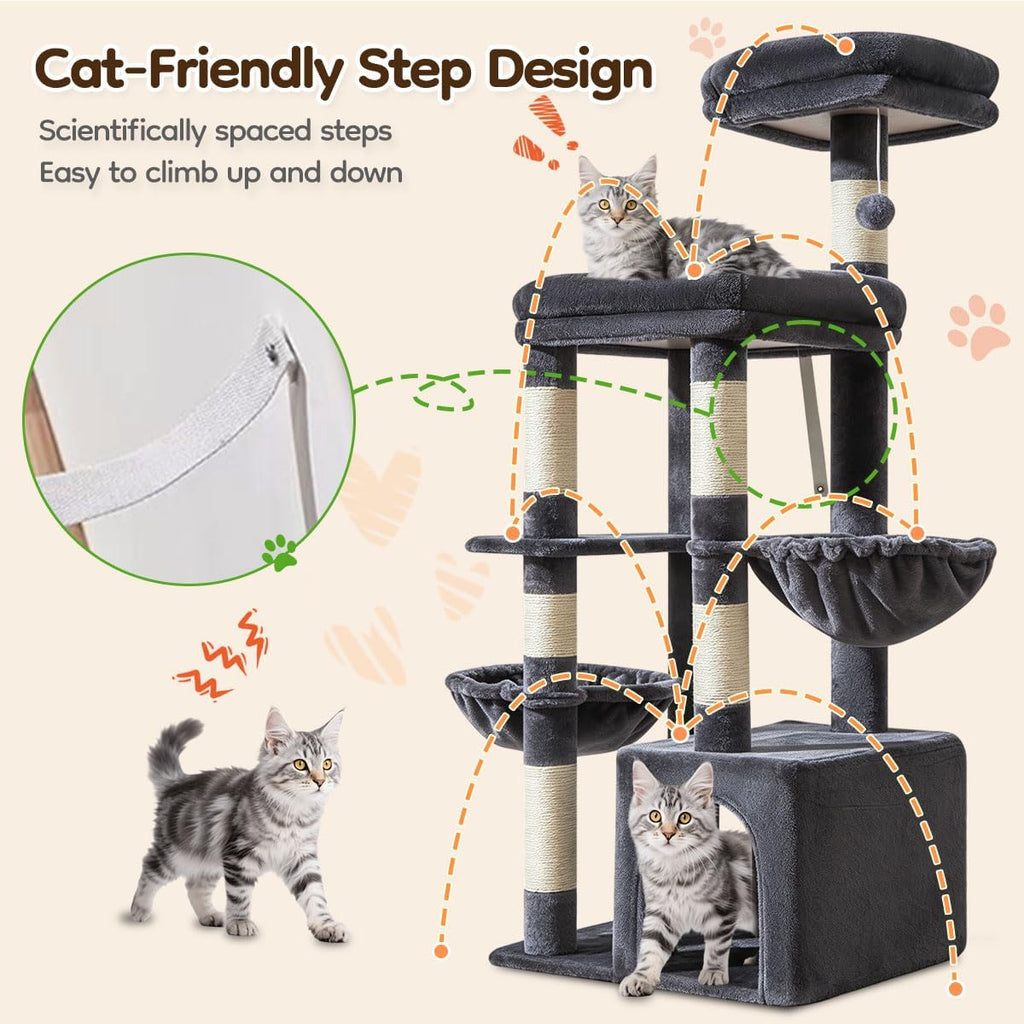Taoqimiao 53.5in Cat Tree, Heavy Duty Sturdy Cat Tower for Indoor Cats S20G