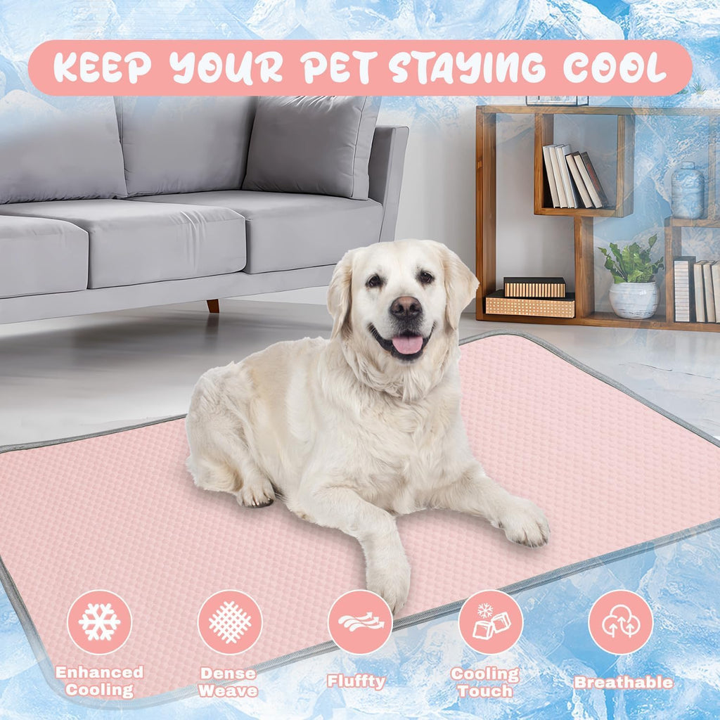 Summer Dog Cooling Mat Washable Ice Silk Self Cool Pad for Small Medium Large Dogs and Cats, Pet Sleeping Pad for Crate, Bed, Indoor & Outdoor Floor, Car Seats