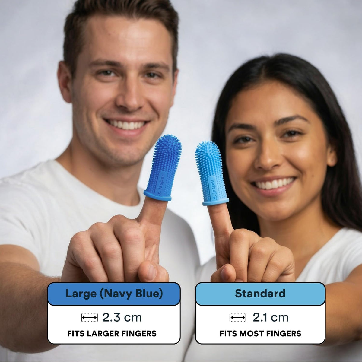 Jasper Dog Toothbrush, 360° Finger Toothbrush for Dogs & Cats, Blue 2-Pack | 12x More Bristles, Teeth Cleaning Kit for Small & Large Pets, Toothpaste Not Included, Fights Bad Breath, Extra Soft Silicone 