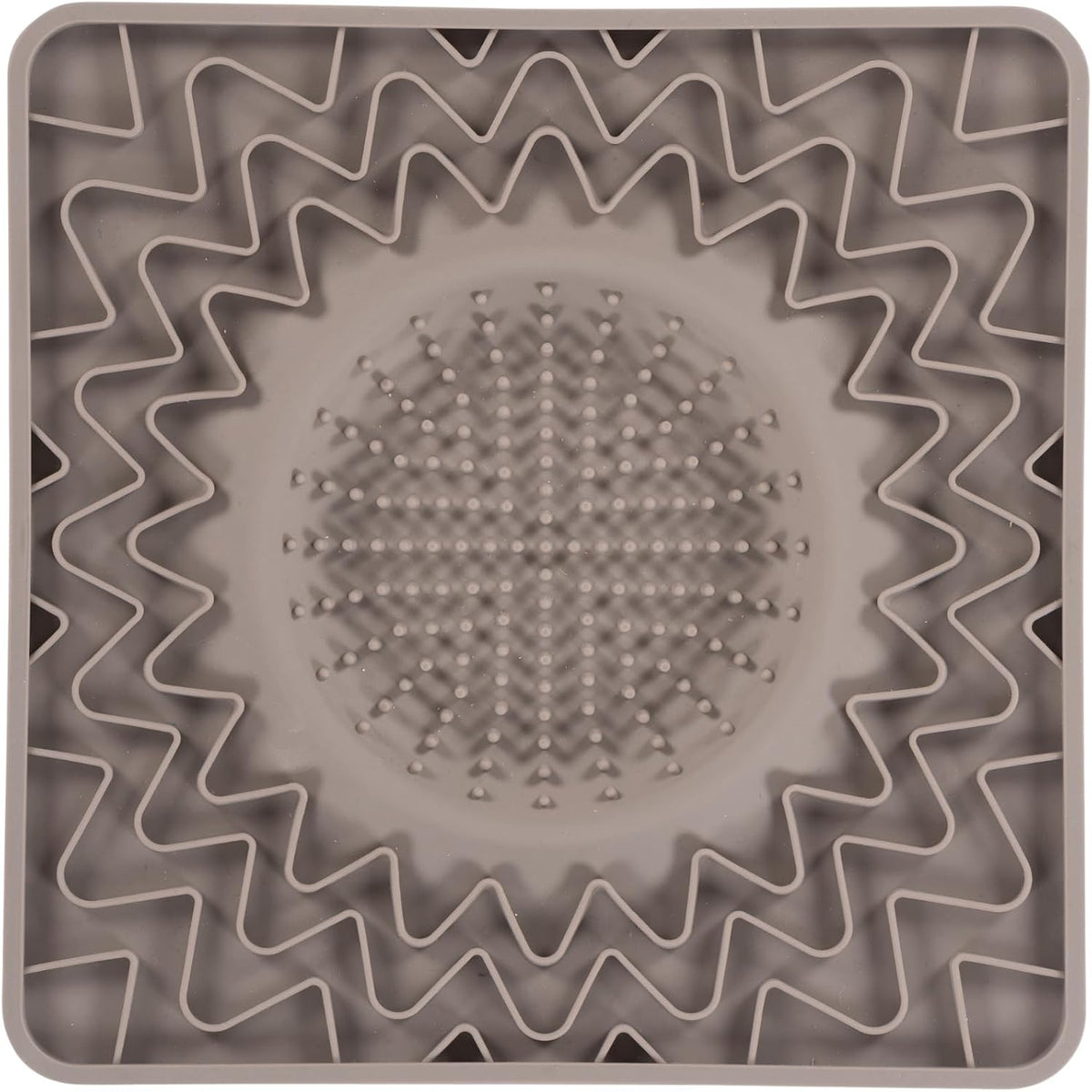 Messy Mutts Framed Lick Bowl Mat, 9.5 Inch, Center Bowl, Grey