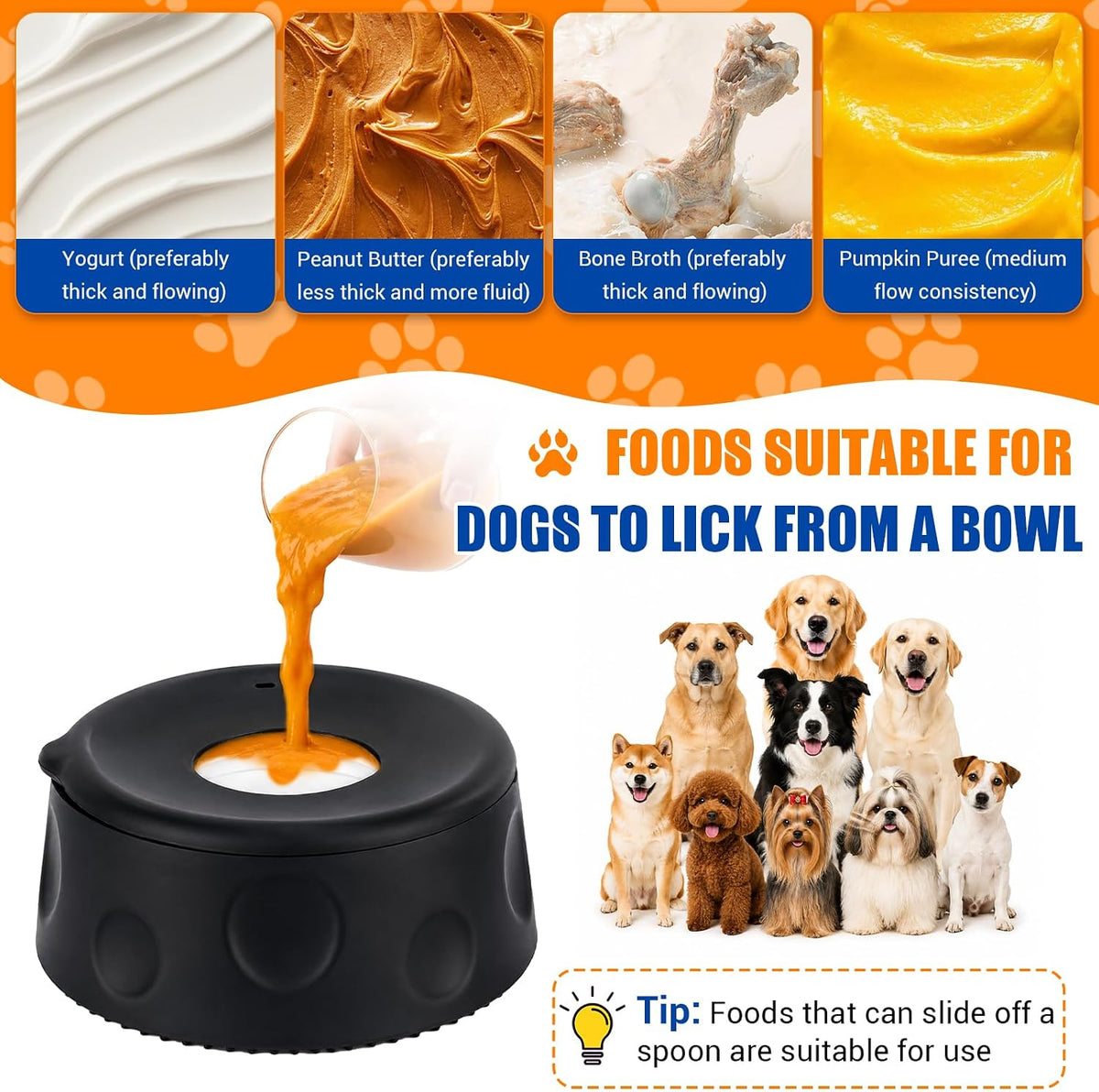 Slow Feeder Dog Bowl, Large Capacity Silicone for Medium & Large Dogs