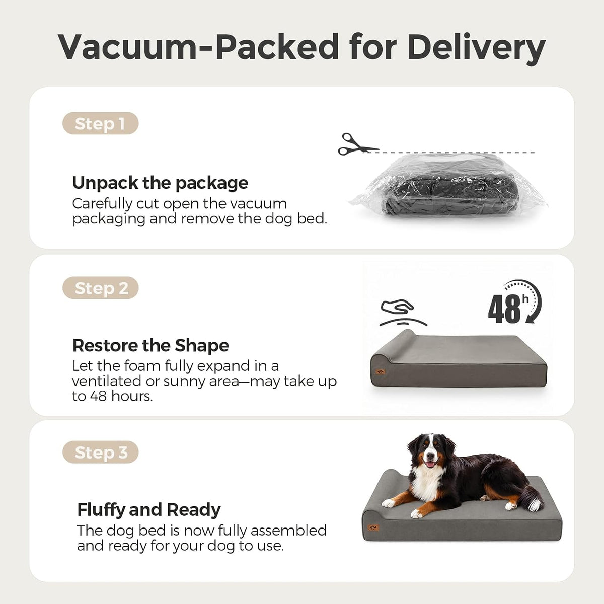 Sytopia XXL 35D Memory Foam Dog Bed for Extra Large Dogs – 7" Thick Orthopedic Pet Couch for Seniors and Big Breeds up to 150 Pounds, with Waterproof Liner & Washable Cover, 50"x 34"x 7", Dark Grey