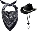 choyaxo Dog Cowboy Hat Dog Cowboy Costume for Small Pet Dogs Cat Cowboy Hat with Bandana Scarf Set Party Accessories (Black, Medium)