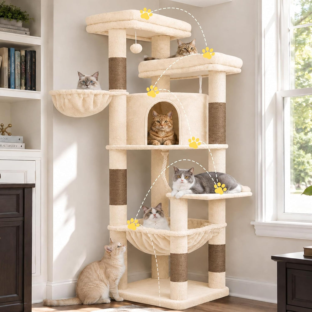 Hey-brother Cat Tree Tower for Indoor Corner with Spacious Condo, MPJ062MJ