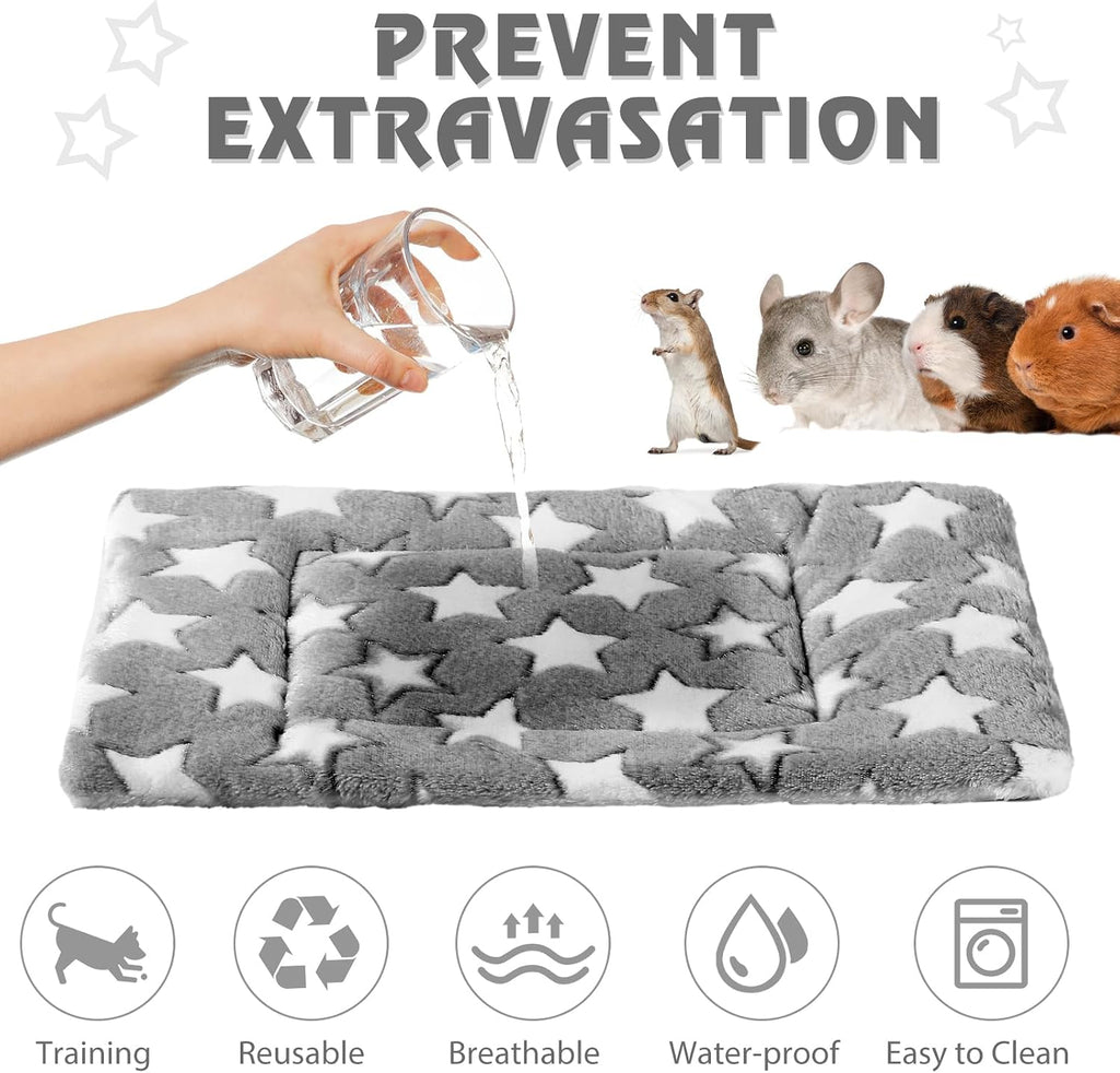 Haull 4 Pcs Waterproof Guinea Pig Bedding Mat, Gray Star, 13 x 10