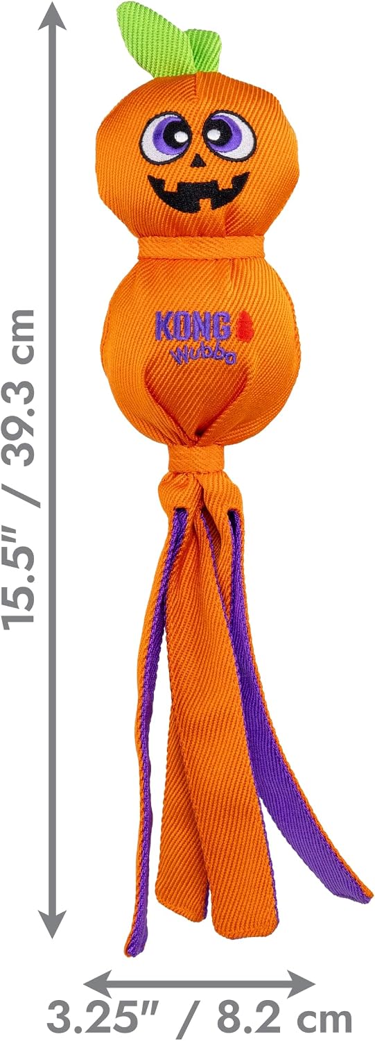 KONG Halloween Wubba Monster/Pumpkin Large 2 Pack – Durable Interactive Tug & Toss Dog Toy