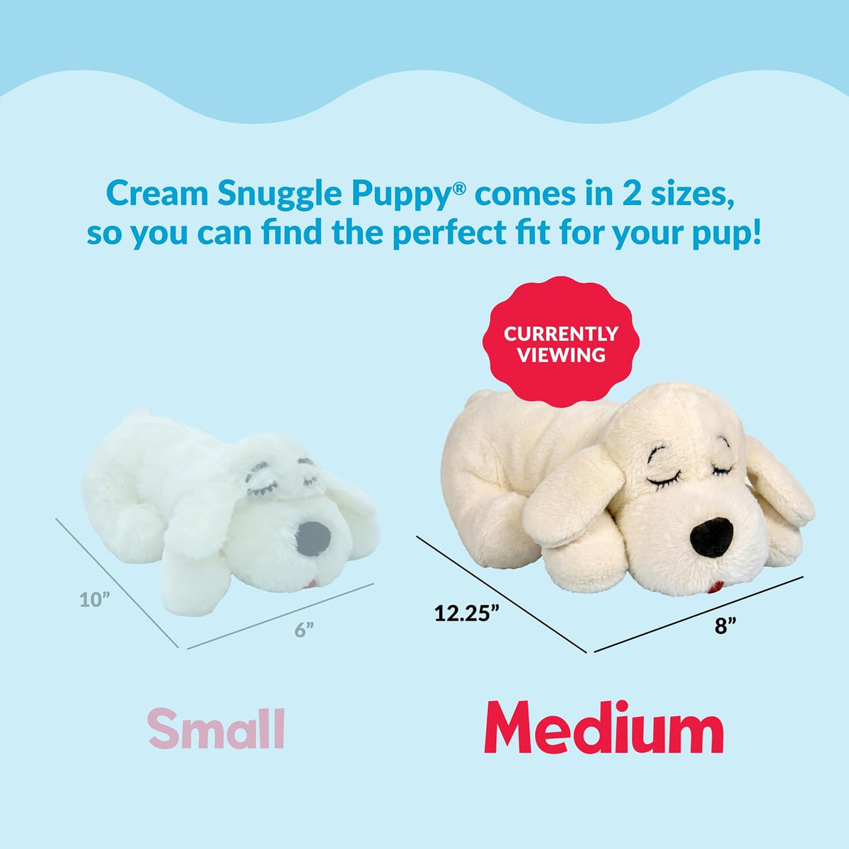 Snuggle Puppy Heartbeat Toy, Calming Comfort, Medium Breeds - Cream | Calming heartbeat toy, crate training comfort, heat pack, new puppy essentials, first nights, sleep, medium breeds 25-70 lbs