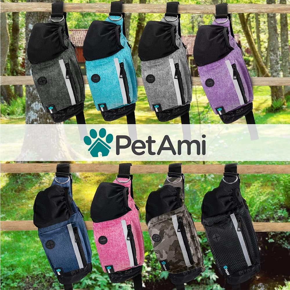 PetAmi Dog Fanny Pack, Treat Pouch for Dog Walking Training, Navy Blue