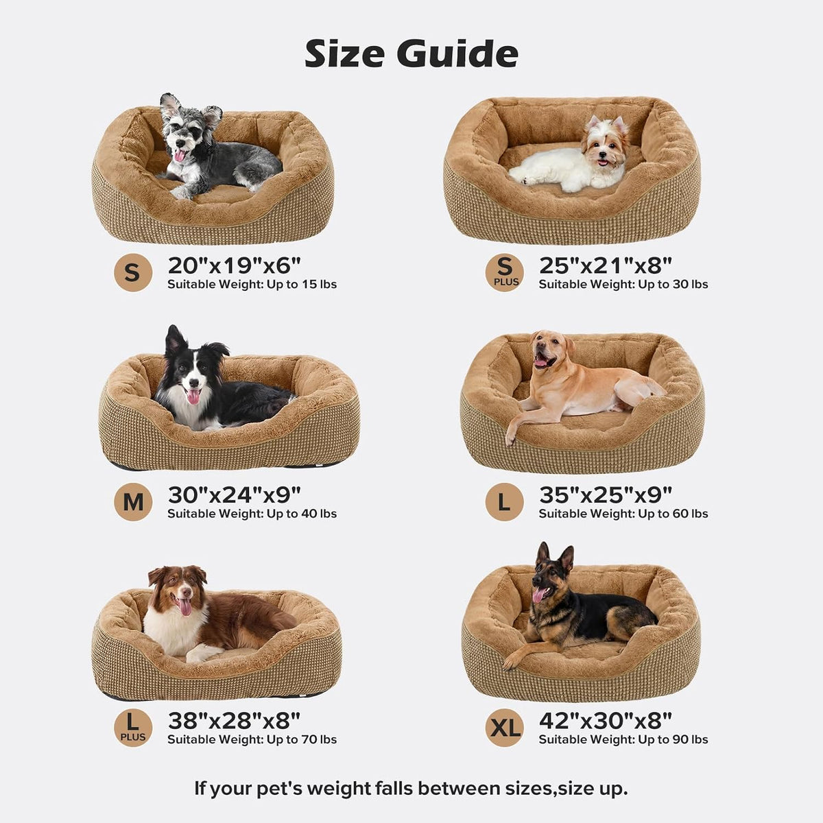 INVENHO XL Dog Beds Large Sized Dog, Washable Orthopedic Warming Soft Sleeping Durable with Anti-Slip Bottom