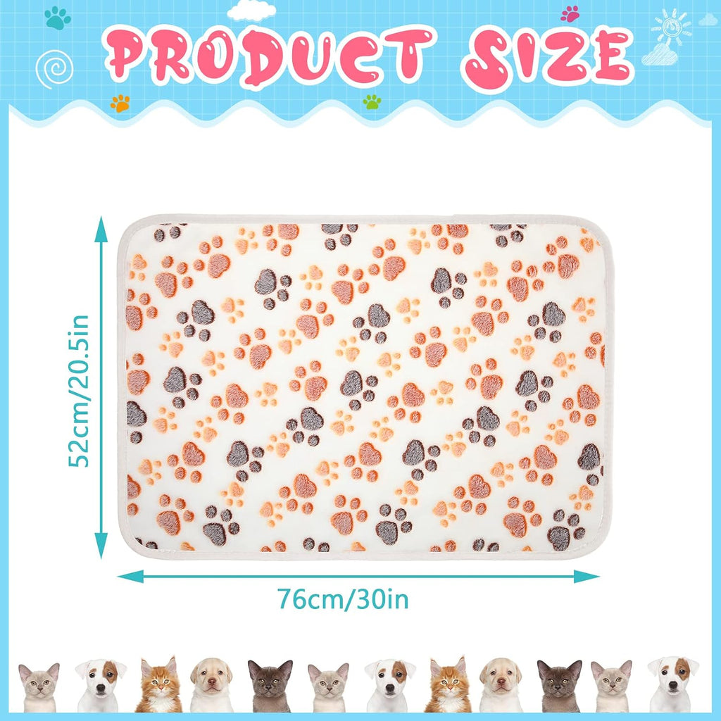 Tatuo 4 Pcs Fleece Dog Blankets for Puppy Cat, Cream, 30 x 20.5 in, Paw