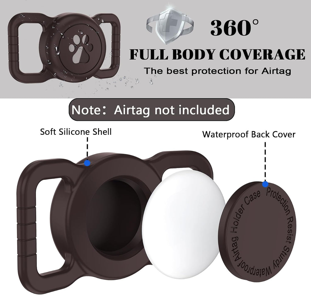 SANKALA Waterproof Airtag Dog Collar Holder, Coffee, 1 Pack