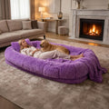 Human Dog Bed, Oversized Plush Lounger Bed with Plump Pillow and Blanket