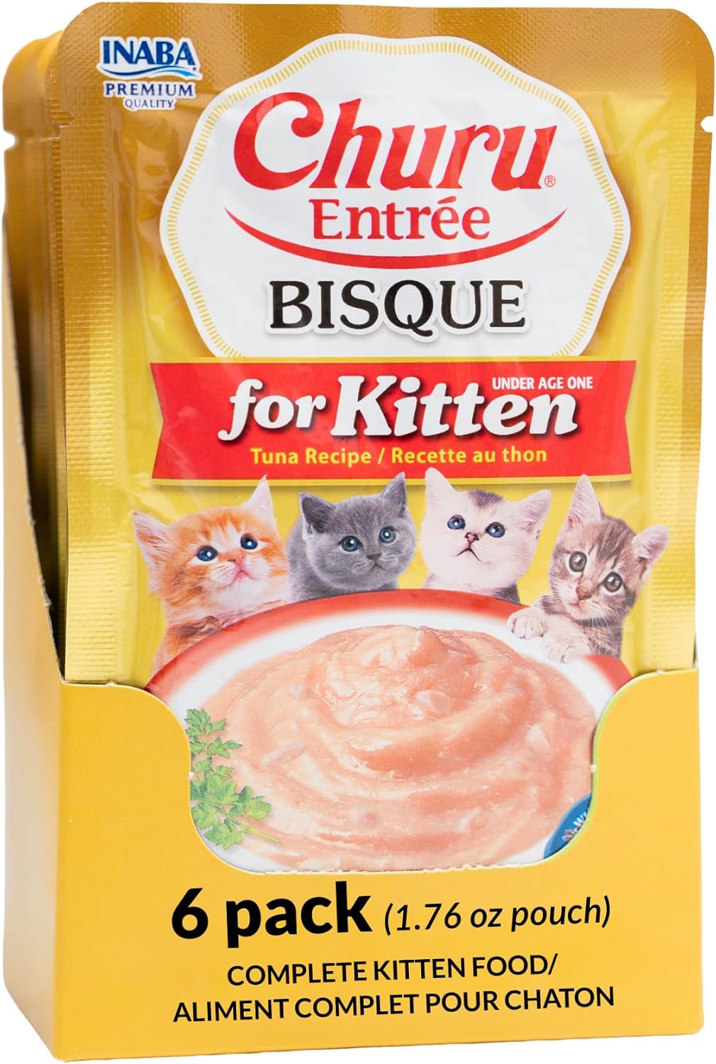 INABA Churu Entree Bisque Kitten Wet Cat Food, Tuna, 6ct