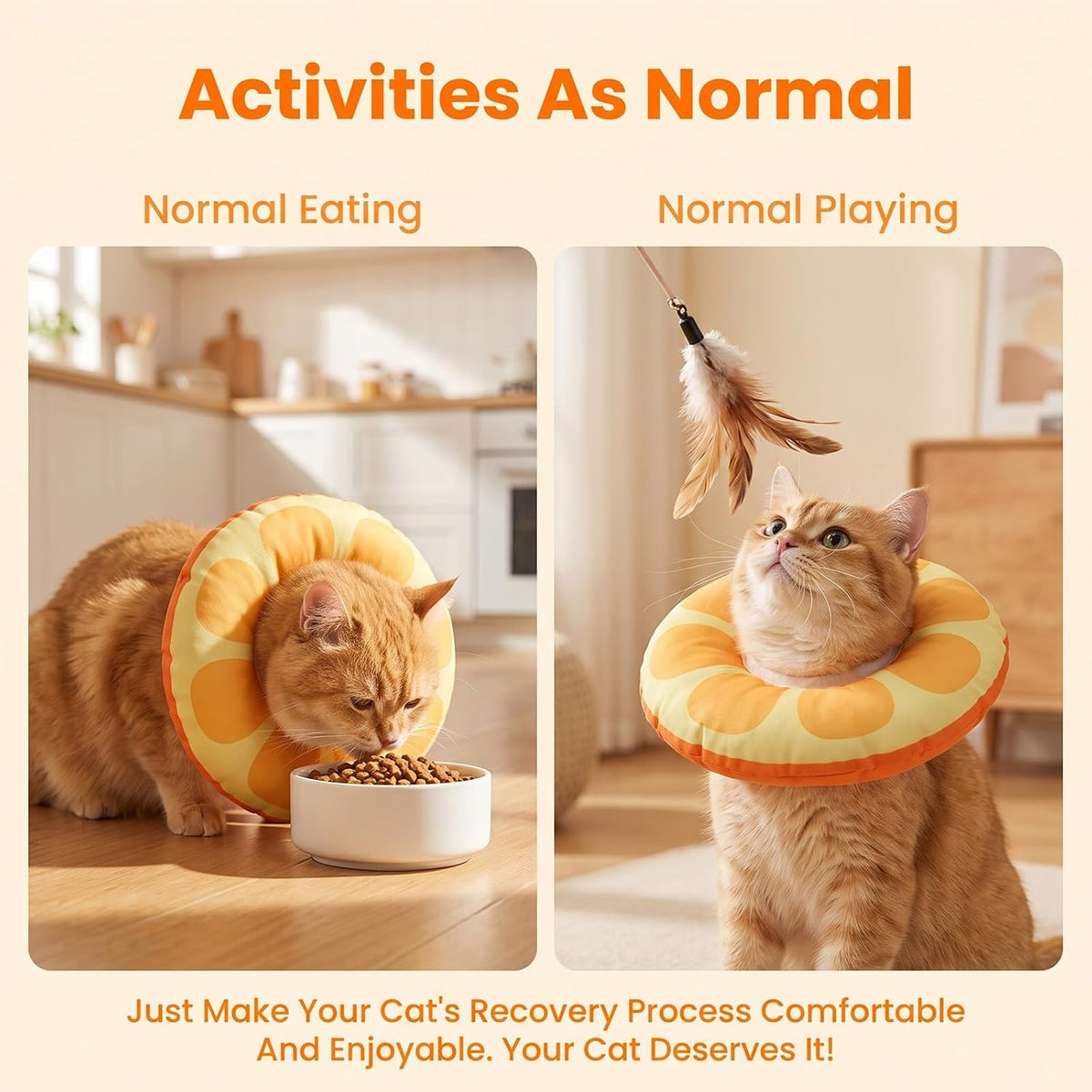 Soft Cone for Cats Donut Collar Tangerine Cat Cone Collar