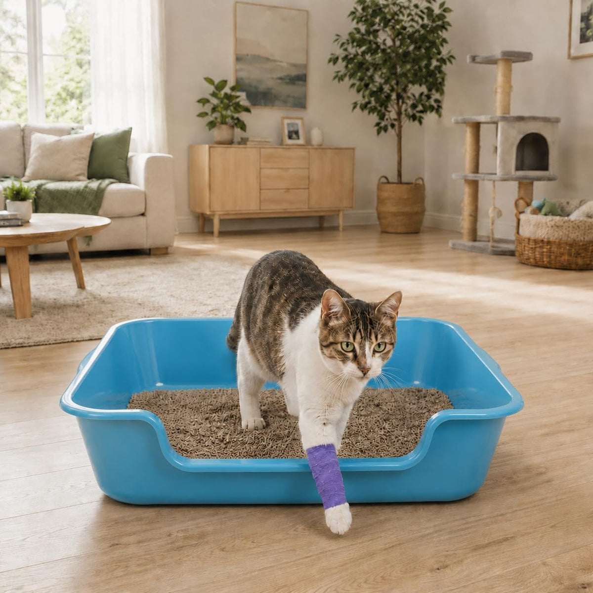 Extra Large Low Entry ABS Cat Litter Box, Yellow, 24" L x 20" W, 2 Pack | Durable low entry litter box, non-stick, odor-free, ideal for seniors, kittens, rabbits, large cats and multi-pet homes.