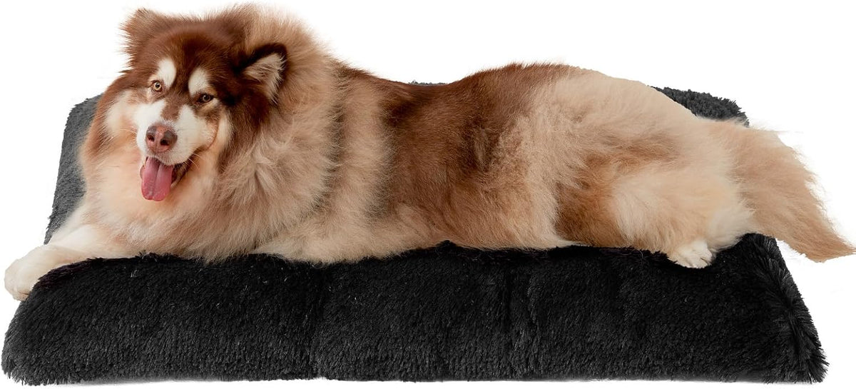 EHEYCIGA Fluffy Dog Crate Bed, Plush XX Large Dog Pillow, Black