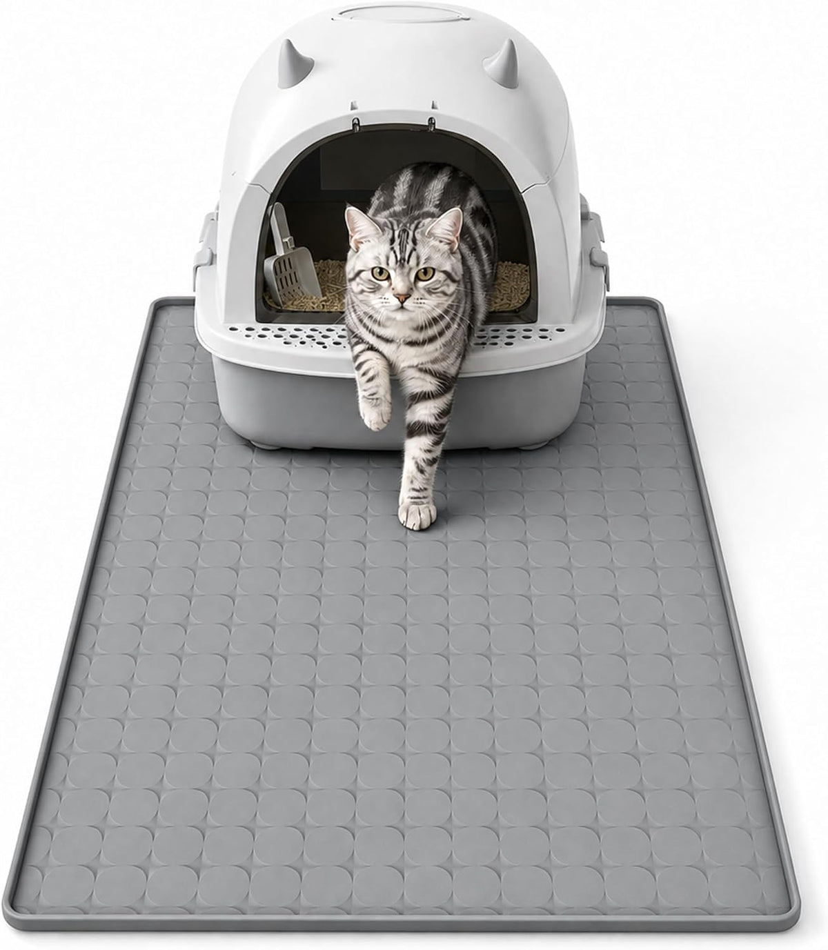 Silicone Cat Litter Mat, Large Waterproof,33.9 x 21.9 in,Grey