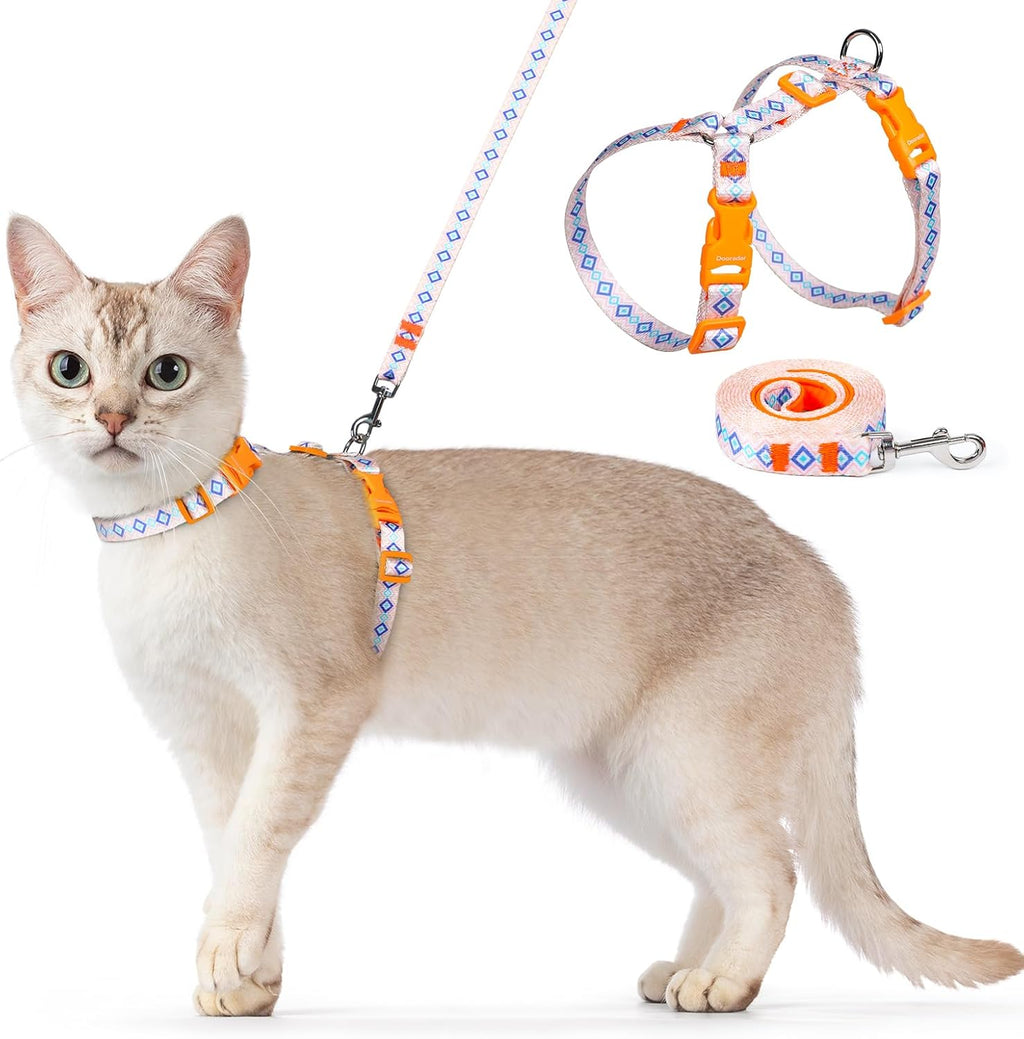 Dooradar Cat Harness and Leash Set, Adjustable Pet Straps, White