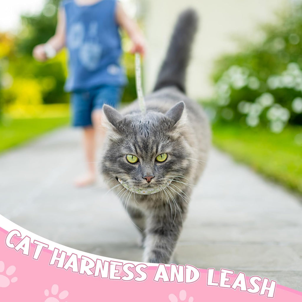 2 Pack Floral Cat Harness and Leash Escape Proof Adjustable Kitten Harness