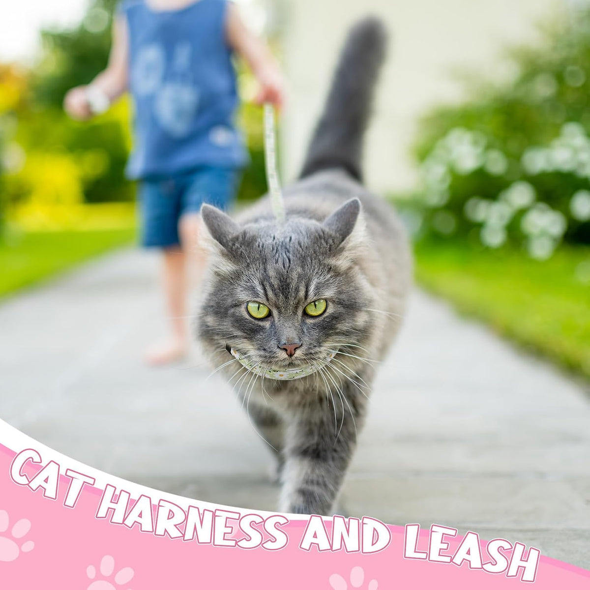 2 Pack Floral Cat Harness and Leash Escape Proof Adjustable Kitten Harness