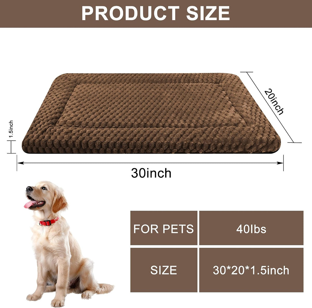 Dog Bed Mat,Reversible & Ultra Soft Kennel Pad-Machine Washable Pet Bed for Dogs & Cats-All-Weather Crate Liner for Crates,Carriers & Travel (Dark Brown, 30" L x 20" W x 1.5" Th)