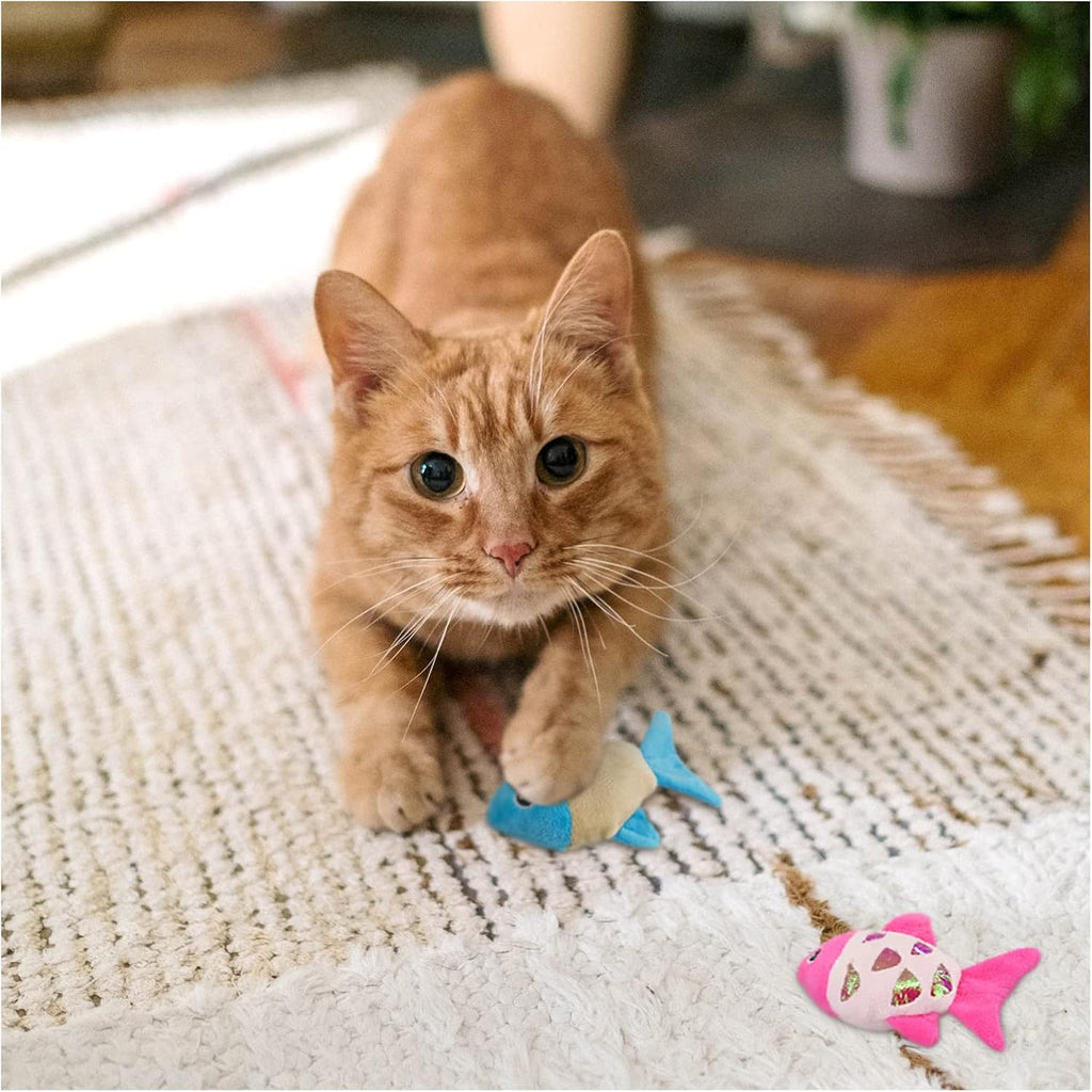 Andiker Cat Catnip Toys, 2pcs Small Cat Fish Toys with Crinkle Shine Ring Paper to Make Sound to Catch Your Cats Eyes and for Your Cats to Chew and Catch Interactive Cat Toys Indoor Cat (2PCS)