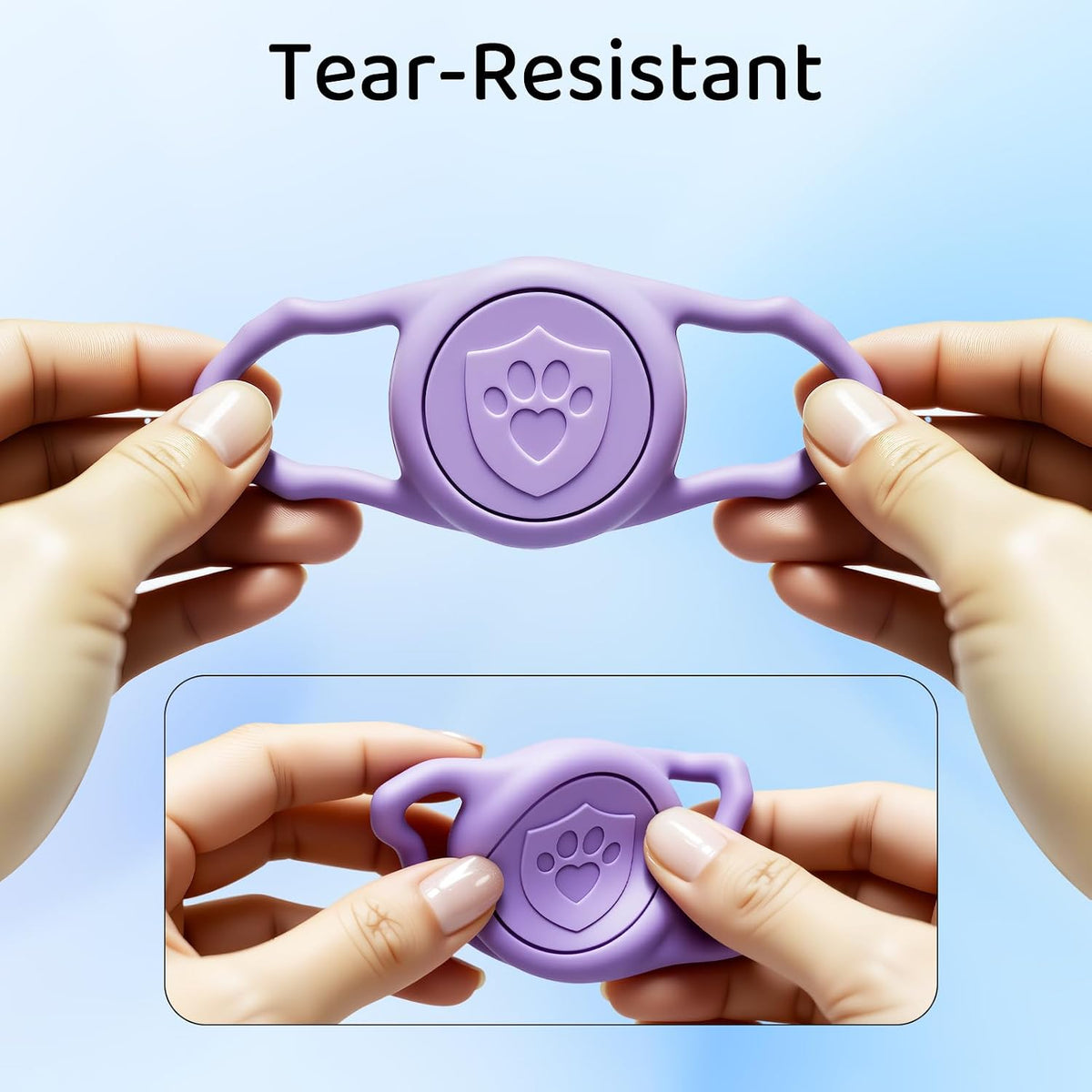 IP68 Waterproof AirTag Holder for Dog Collar, Silicone, Purple