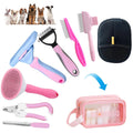 Oromaviela 8PCS Dog Rabbit Bunny Cat Grooming Kit, Self-Cleaning Slicker Brush & Deshedding Comb, Dematting Tool, Nail Clipper File, Flea Comb, Portable Storage Bag for Long/Short Haired Pets(8, pink)