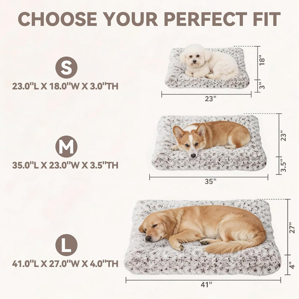 Small Dog Crate Bed Mat, Washable Plush Pad for Puppies & Cats