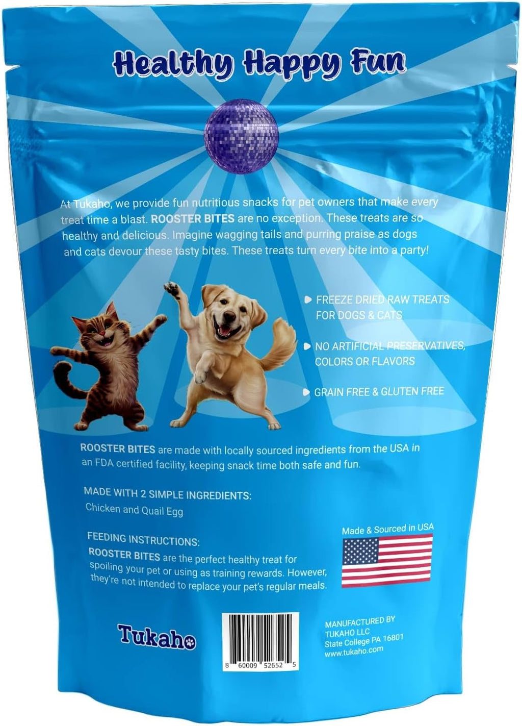 Rooster Bites Chicken Quail Egg Dog & Cat Treats – Only 2 Ingredient Freeze Dried Training Treats - High Protein, All Natural, Made in USA - Picky Eater Approved