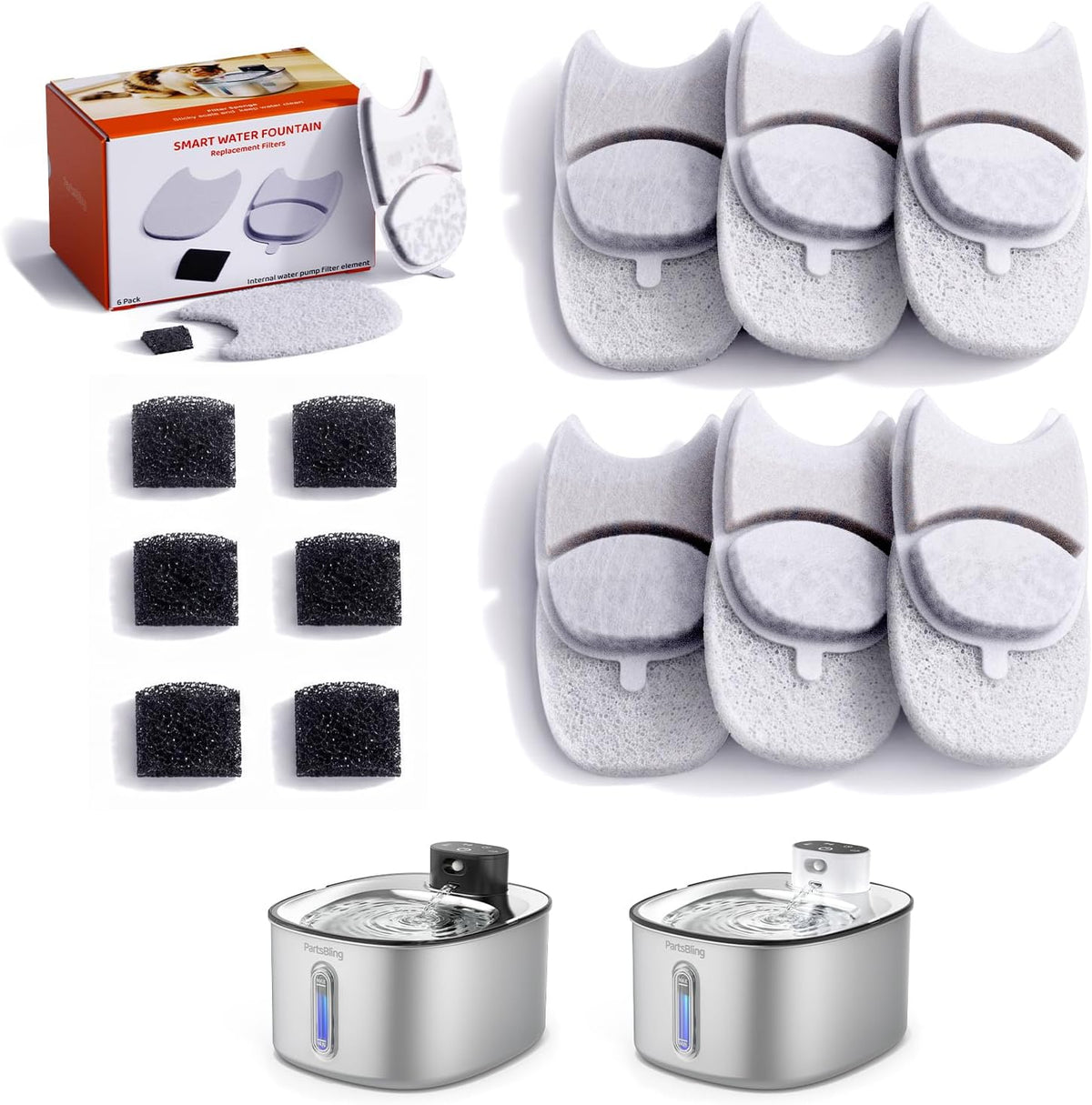 PartsBling Replacement Filters for 4.2L Cat Water Fountain